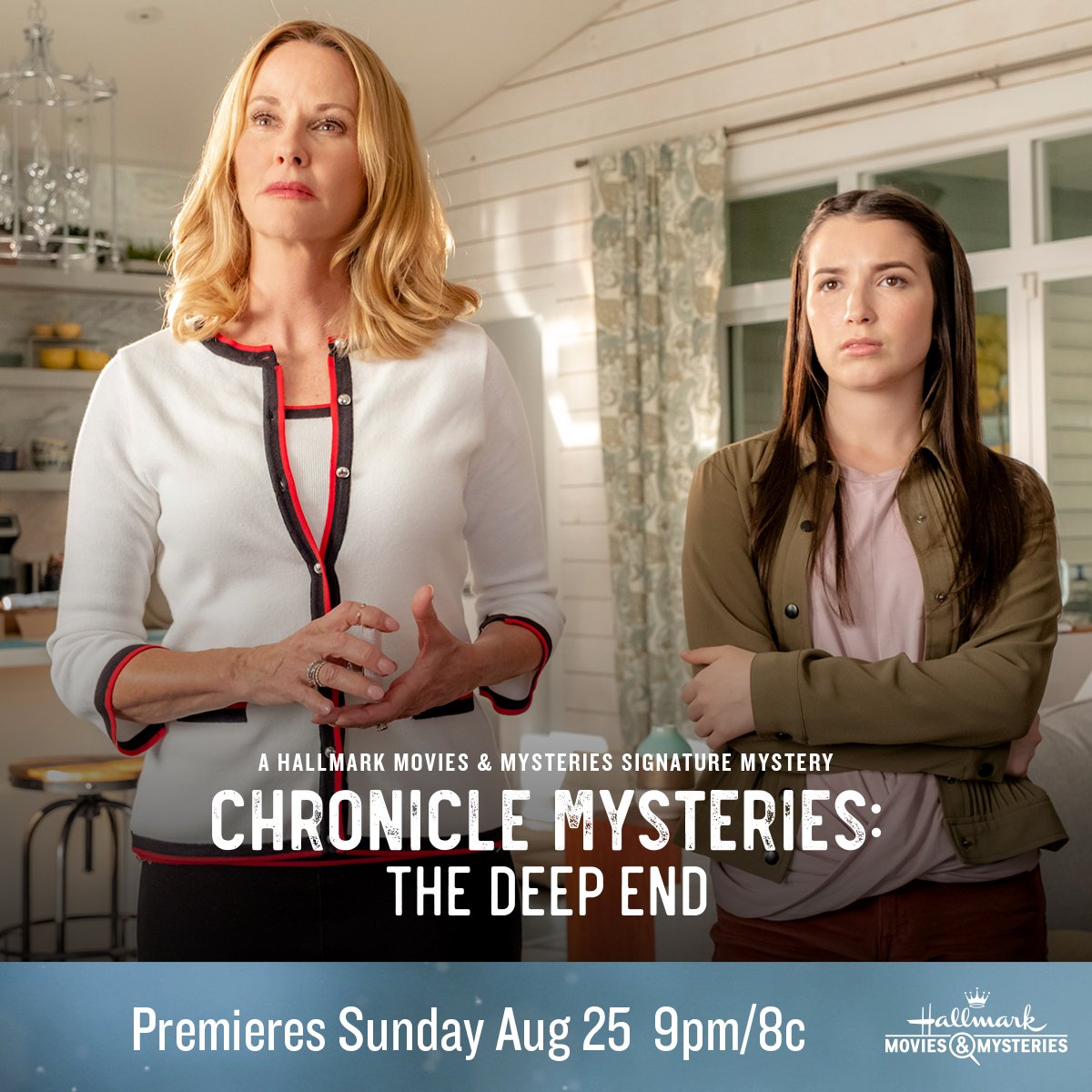 hallmarkmystery's tweet photo. A race against time is no easy task, especially when someone’s life hangs in the balance. Catch the Signature Mystery Series #ChronicleMysteries: The Deep End this Sunday at 9pm/8c. Mysteries the Hallmark way. #Sleuthers https://t.co/V0IDHipvyv