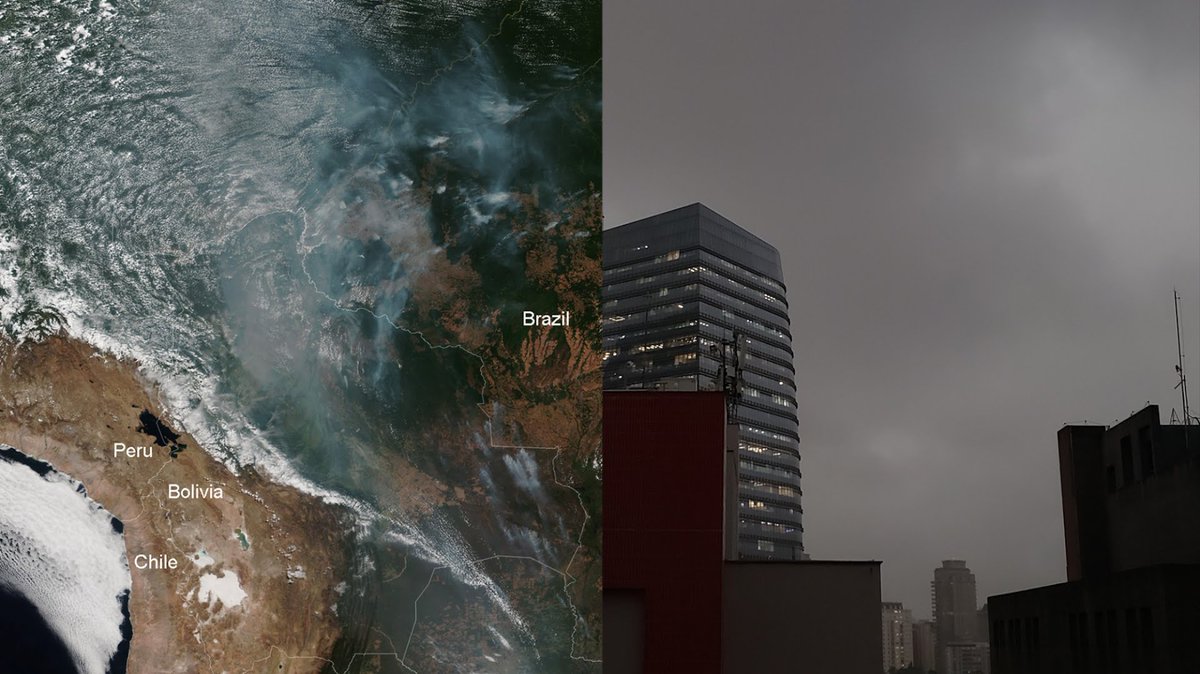 gcfpkj's tweet photo. a Amazônia ta queimando a semanas e a fumaça intensa ja foi detectada no espaço, pela NASA. 

vcs percebem o quão grave é isso?, o nosso planeta está implorando por socorro!😭😭😭

#ARMYHelpThePlanet #PrayforAmazonia https://t.co/qOLTIkfQTb