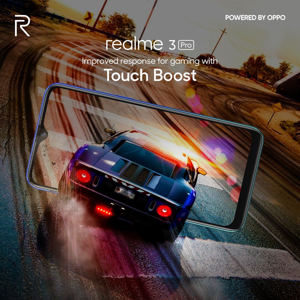 pakistan_realme's tweet photo. Stay ahead in the gaming arena with #TouchBoost, a feature added with #Hyperboost on #realme3Pro. It enables enhanced touch response time and improved rendering that makes playing your favorite #MobileGames a whole new level of fun! #SpeedAwakens #realme #PoweredByOppo https://t.co/4zhAkGpsQY
