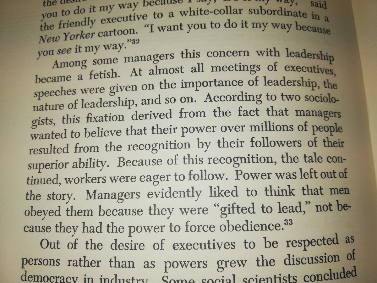 Am reading Baritz (1960) describe the fetishization of #leadership and thinking not much has really changed.
