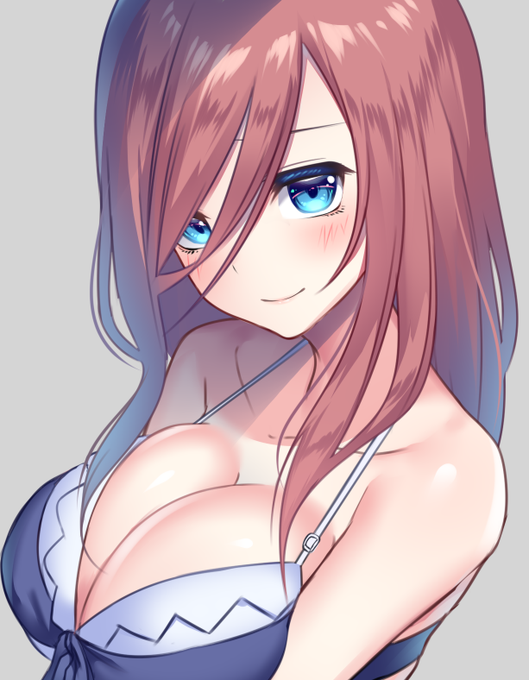 黒結(くろゆい)🔞宣伝垢さんがTwitterに投稿した中野三玖(五等分の花嫁)のイラスト。