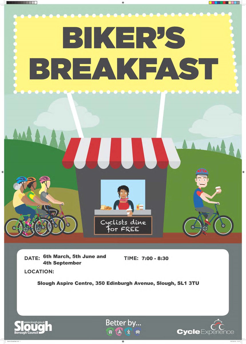 sloughaspire's tweet photo. #Cycle #Commuters of #Slough Unite!
join the #BikersBreakfast 4th September 7.00-8:30am at #AspireCentre and network with other #cyclists plus find out more about #Cycling in Slough! #BetterBy @SloughCouncil @BathRoadCentral @CycleExperience @StowsCycles @SloughTE https://t.co/dtwwLBG7eE