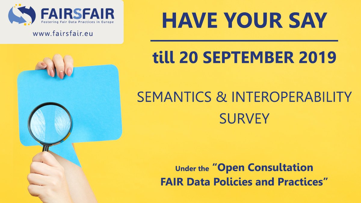FAIRsFAIR_EU's tweet image. Call for #datacurator #developer #dataarchitect. Fill in survey on #Datasemantics & #Datainteroperability.Let us know what kind of formats, semantic artefacts, identifiers & #software you work with, to make #Research FAIR & support #FAIRdata development ow.ly/WGS250vrKYE