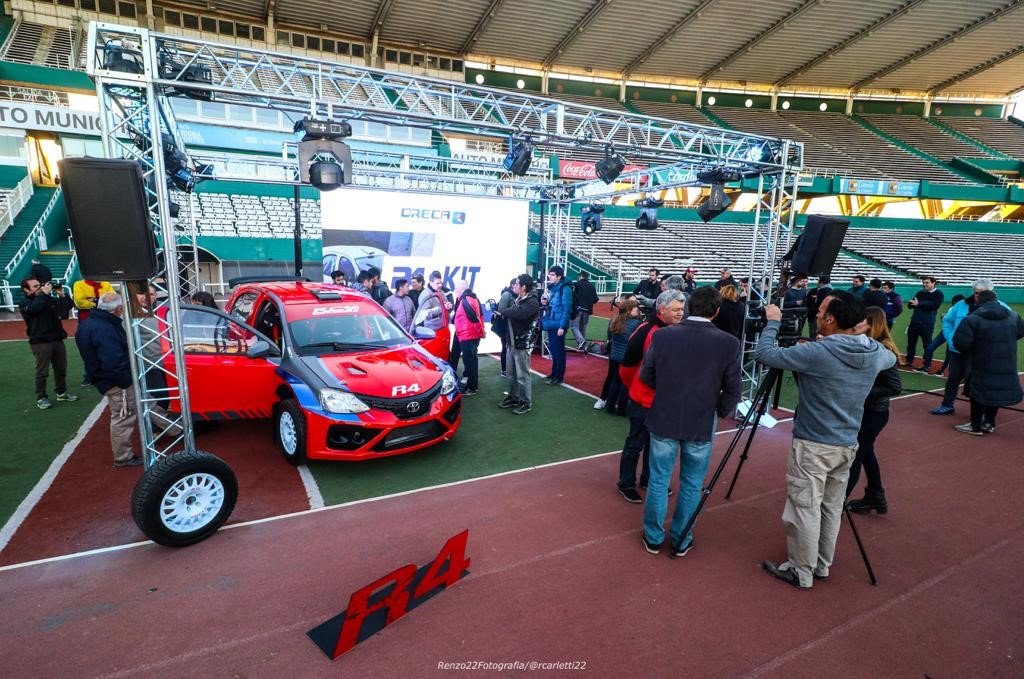 Oreca's tweet photo. 🇦🇷 Yesterday, @rc_competicion unveiled its #Toyota Etios R4 in the Mario Alberto Kempes stadium in #Argentina! This is the first FIA R4 Kit developed in South America. #ORECA wish them all the best! #R4 #KitR4 #FIAR4Kit #KitR4 #FIA https://t.co/1A0AElRsQp