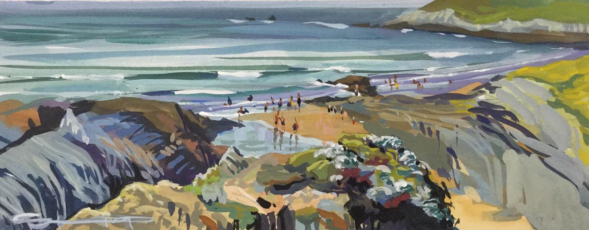 PPSteve's tweet image. “Tideline Frolics” latest in my #sketchtostudio series. Sign up to my newsletter to see the series! #colourfromthecoast #woolacombe #barricanebeach