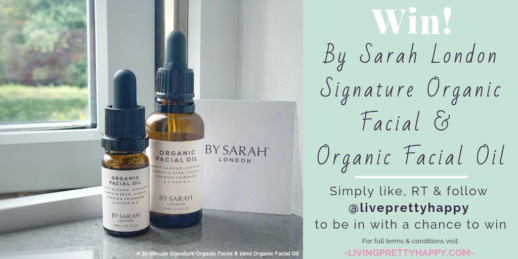 #WIN Thanks to BY SARAH LONDON I have a Signature Organic Facial &amp; Organic Facial Oil to giveaway! 

Follow, RT &amp; Like this tweet to enter. 

BONUS ENTRIES on Instagram &amp; FB

1 winner picked at random-UK only-Ends 7PM (UK) 4.9.19 T&amp;C’s: livingprettyhappy.com/2019/08/21/by-…

#UKgiveaway