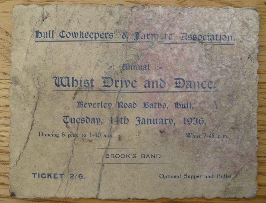 Beverley Road Baths held a wide variety of different events over the years, from rock bands to club nights.

Here's a rare ticket for a 1936 Whist Drive and Dance.

Long out of fashion, Whist Drives were hugely popular events where people would compete at games of Whist https://t.co/7ugEjMzVYf