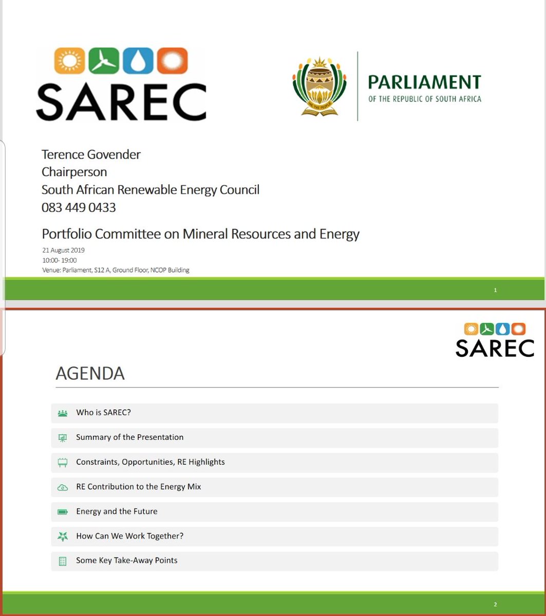 SAREC_ZA's tweet photo. SAREC is attending Parliament's Portfolio Committee on energy today, sharing on challenges and opportunities in the energy sector and synergies with the mining sector. Working towards energy solutions with DMRE. #renewableenergy #SustainableDevelopment https://t.co/a0CKoRngdb