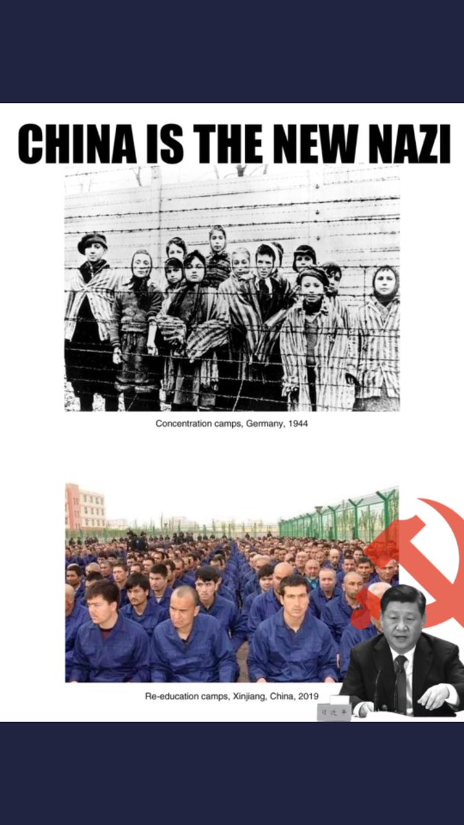 liberate_hk2019's tweet photo. #China is accused of locking up hundreds of thousands of Muslims without trial in its western region of Xinjiang. #chinazi #chinazism 
Please watch this video: Inside China's 'thought transformation' camps - BBC News https://t.co/uWBF9Foy2d 來自 @YouTube https://t.co/WxBeVbUIPC