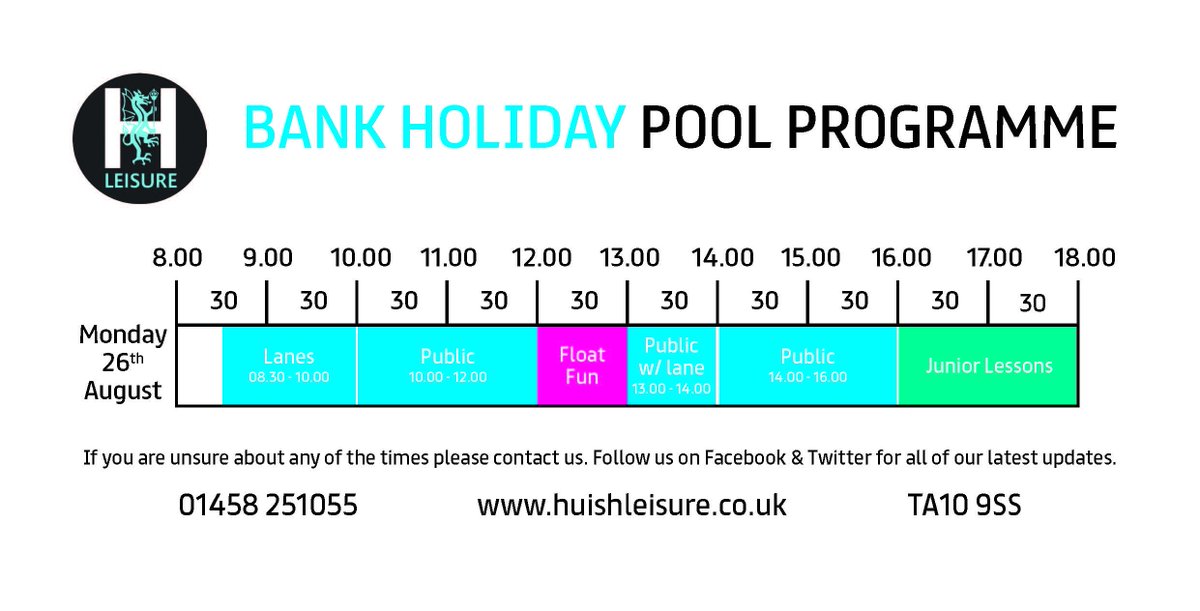 ***AUGUST BANK HOLIDAY***

The centre will be open 
Saturday 24th August 08.30 - 17.00 
Sunday 25th August 08.30 - 17.00 
Monday 26th August 08.30 - 18.00 

There will be no onsite parking available on Sunday 25th August due to the Langport 10k race taking place on site.
