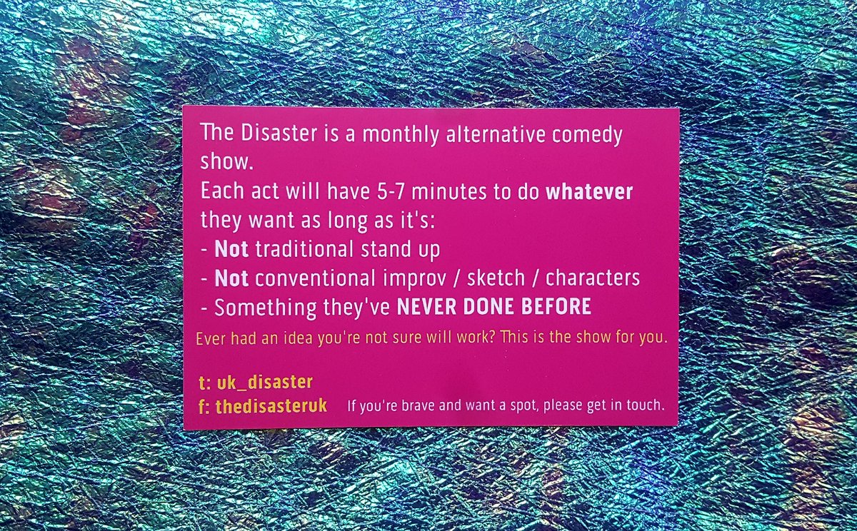 uk_disaster's tweet photo. #edfringe19!
A FREE alternative comedy showcase is here for four days at fringe! 

All acts will be doing 5-7 mins of something they've never done before OR a preview of their next year's show. 

Come down to LA BELLE ANGELE at 2pm Thurs- Sun for an experience you won't forget. https://t.co/g8jDaQVDG5