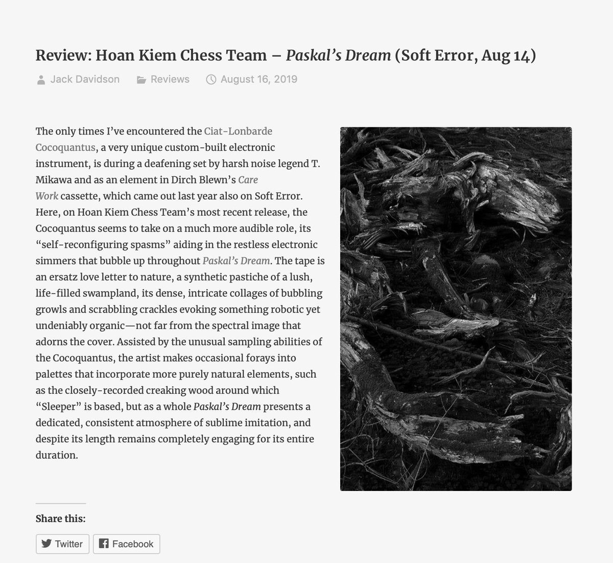 Soft_Error's tweet photo. Thanks #noiseNotMusic for review of #HoanKiemChessTeam's new tape "Paskal's Dream".
Copies available here: https://t.co/fwiq0FQbJ5 https://t.co/nYe6MUMhB7