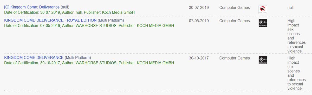 RefusedC's tweet image. KINGDOM COME DELIVERANCE has been banned in Australia under the International Age Rating Coalition (IARC) system. Koch Media have twice had it rated as a multi-platform title with an R18+ (High impact sex scenes &amp;amp; references to sexual violence) classification.