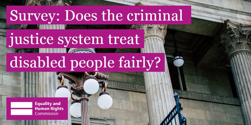 EHRC's tweet photo. 📢 Court staff, please take our survey!
We are now gathering evidence from court staff for our inquiry into the treatment of disabled people in the criminal justice system.
Find out more and take part ➡️ https://t.co/iwEf0b7FOu
#CJSInquiry https://t.co/t0qm1U5KZn