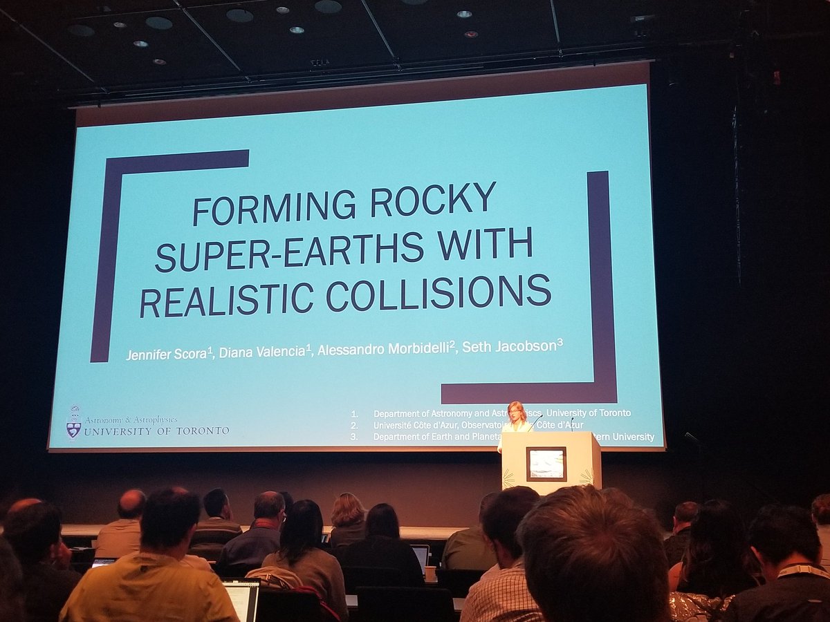 Next up at #ExSS4 is <a href="/JenScora/">Jennifer Scora</a> from @uoftastro <a href="/CPSatUofT/">CPS</a> talking about forming super-Earths with realistic collisions