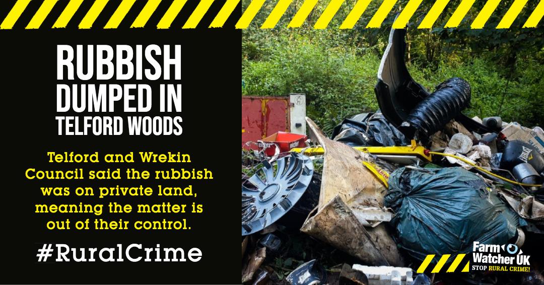 FarmWatcherUK's tweet image. Mountains of rubbish dumped in #Telford woods

Mountains of rubbish, including a sign asking for help with a garage clearance, has been dumped in woods in Telford.

Read more &amp;gt; zcu.io/lXku 
#ruralcrime #flytipping @BBCBreakfast ##BBCFocusonFarming