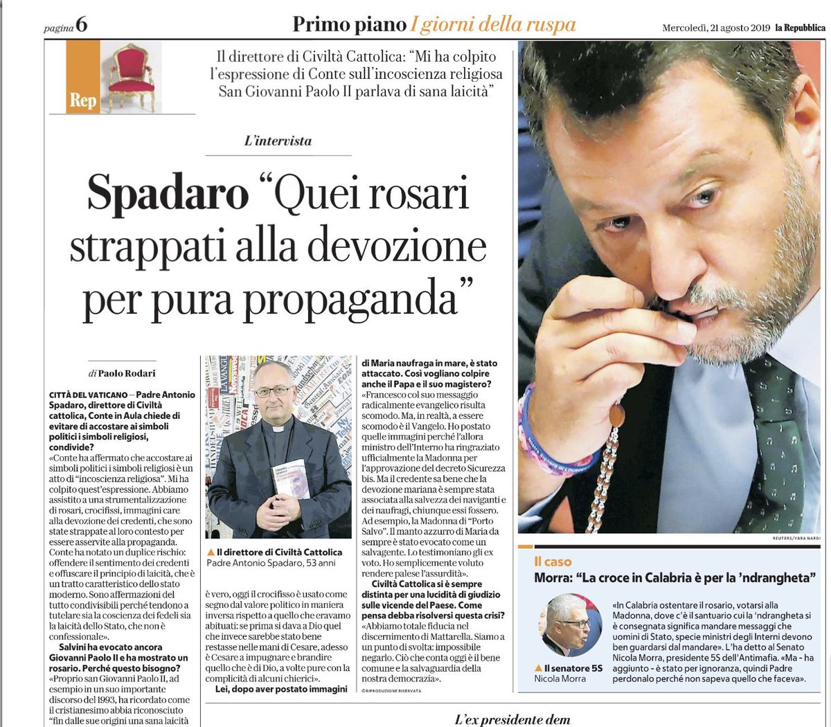 Su Repubblica oggi dico perché brandire un oggetto #sacro per la propaganda è un gesto #sanguisuga della fede.
E spiego il senso della mia campagna #Instagram sugli splendidi #exvoto delle Madonne di “Porto Salvo”.