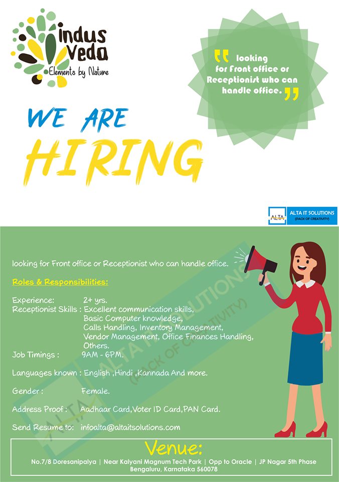 ALTAIT2's tweet photo. Job openings in Bangalore...
Intern Android Developer, Sales Manager, Front office Receptionist jobs are waiting for you.
To apply send your resume to 
infoalta@altaisolutions.com

#JobOpening #salesmanagement #HiringNow #jobhunting #Jobs https://t.co/YG3JO4748R