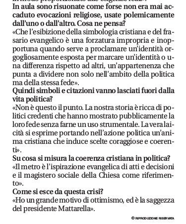 AcPisa's tweet photo. Il presidente di Azione Cattolica: simboli e parole della fede hanno cittadinanza nella vita pubblica ma non per essere esibite contro altri
L'intervista a #Truffelli su @Avvenire_Nei #21agosto #Crisidigoverno https://t.co/EWmMQpB9hE