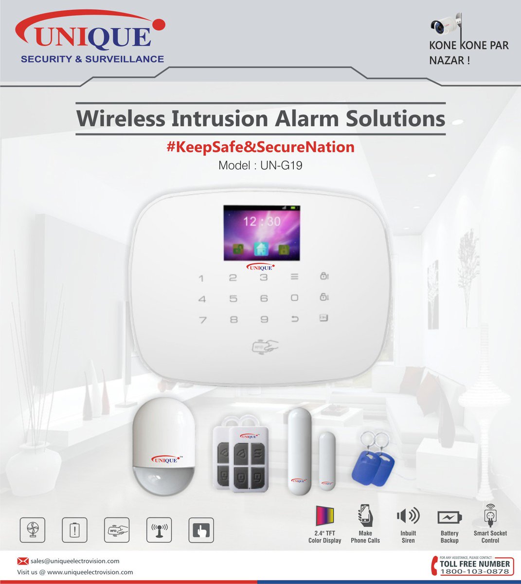 Wireless Intrusion Alarm Solutions !

#KeepSafeandSecureNation #GSM #IntrusionAlarmSystem #HomeSecurity #SafeandSecureFamily

FOR ANY ASSISTANCE, PLEASE CONTACT  TOLL FREE NUMBER : 1800-103-0878