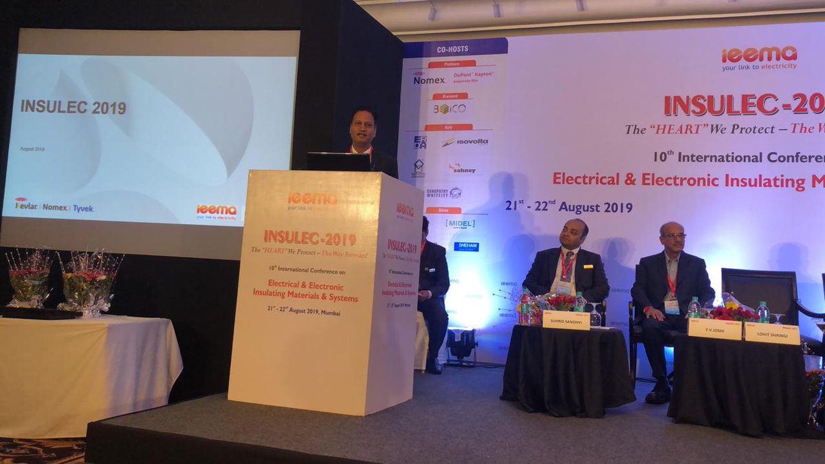 IEEMA_Official's tweet photo. #InsulatingMaterials defines the life period of #Electrical equipment thus becoming the heart of the equipment: Mr. Lohit Shringi, Global Marketing Leader, DuPont, China at #Insulec2019
@sunilmisra https://t.co/ZrE2pdqnty