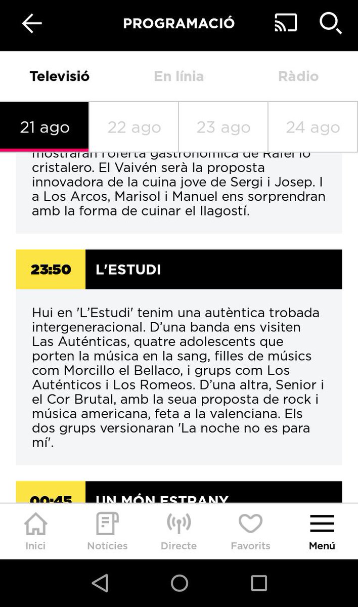 vicent colonques (@vicentcolonques) on Twitter photo Avui a <a href="/apunt_media/">À Punt</a> podeu gaudir del programa de <a href="/lestudiAPunt/">L'estudi</a> amb <a href="/SeniorCorBrutal/">SenioriElCorBrutal</a> i <a href="/las_autenticas_/">lasauténticas</a> #acanon #gran Avui a <a href="/apunt_media/">À Punt</a> podeu gaudir del programa de <a href="/lestudiAPunt/">L'estudi</a> amb <a href="/SeniorCorBrutal/">SenioriElCorBrutal</a> i <a href="/las_autenticas_/">lasauténticas</a> #acanon #gran
