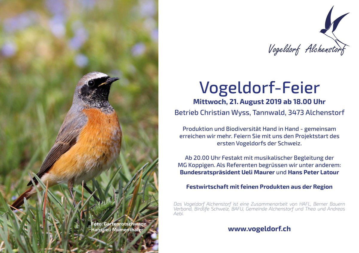 vogeldorf.ch

Heute findet die Vogeldorf-Feier in Alchenstorf statt. Kommen Sie vorbei, wir freuen uns auf Ihren Besuch!