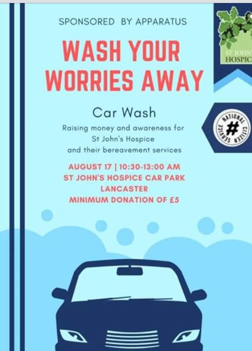 inspiraVicC's tweet photo. #NCSLancashire Team Rocky did a fantastic job of cleaning my car &amp; "washing my worries away" @SJHospice on Saturday.  They raised over £200 for the bereavement services as part of their @NCS #socialaction Ramsey the dog was very impressed with their efforts 😁 @inspiraforlife https://t.co/DXE4xM9wq6