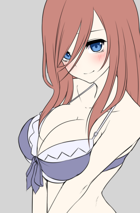 黒結(くろゆい)🔞宣伝垢さんがTwitterに投稿した中野三玖(五等分の花嫁)のイラスト。