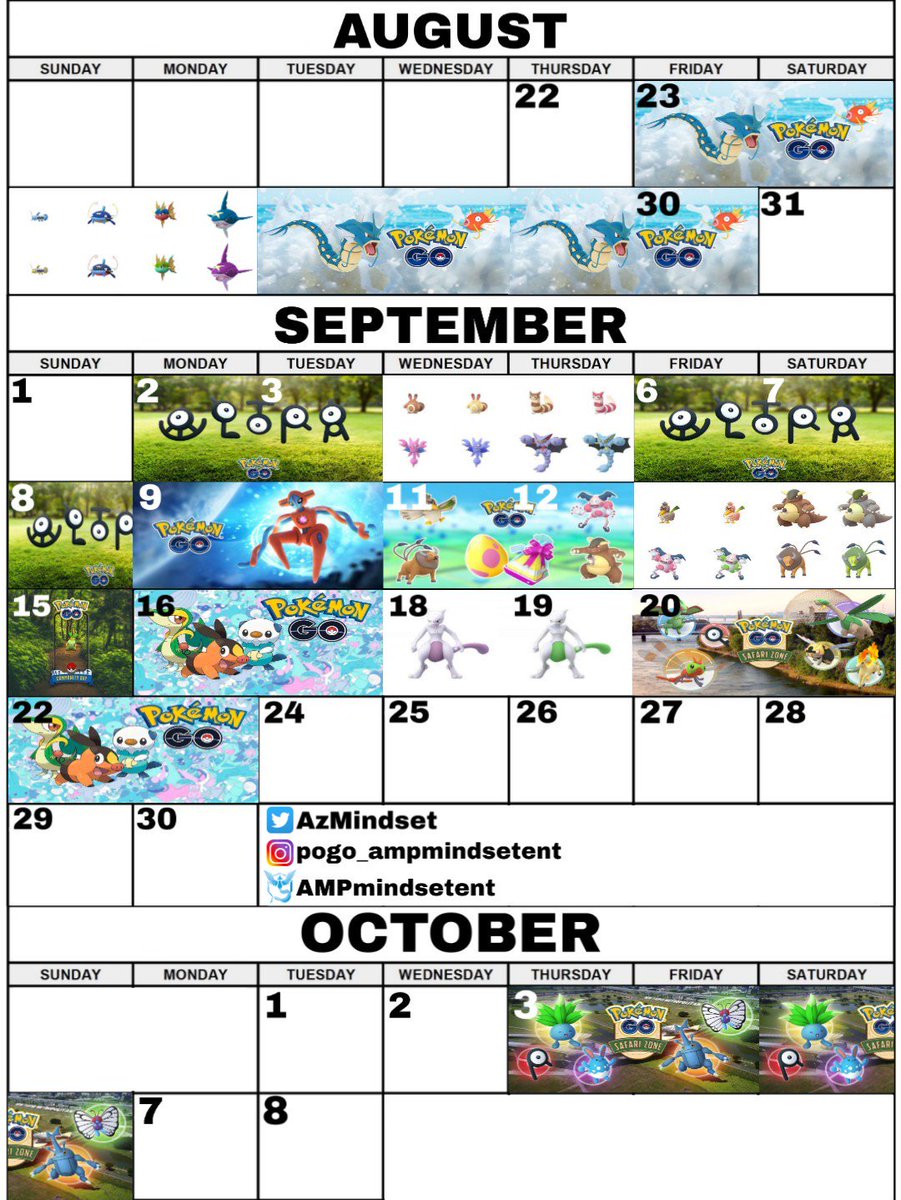 AzMindset's tweet photo. So many Pokemon Go events!
Water Festival, ULTRA Unown, shiny Mewtwo, regional egg hatches, shiny Mr. Mime, Kangaskhan, Farfetch'd, Tauros, Sentret, Gligar, Carvanha, etc. Pokemon Go Safari Zone New Taipei City, Montreal, the introduction of Klink, Patrat, Lillipup!
#pokemongo https://t.co/jcG5u1V64c