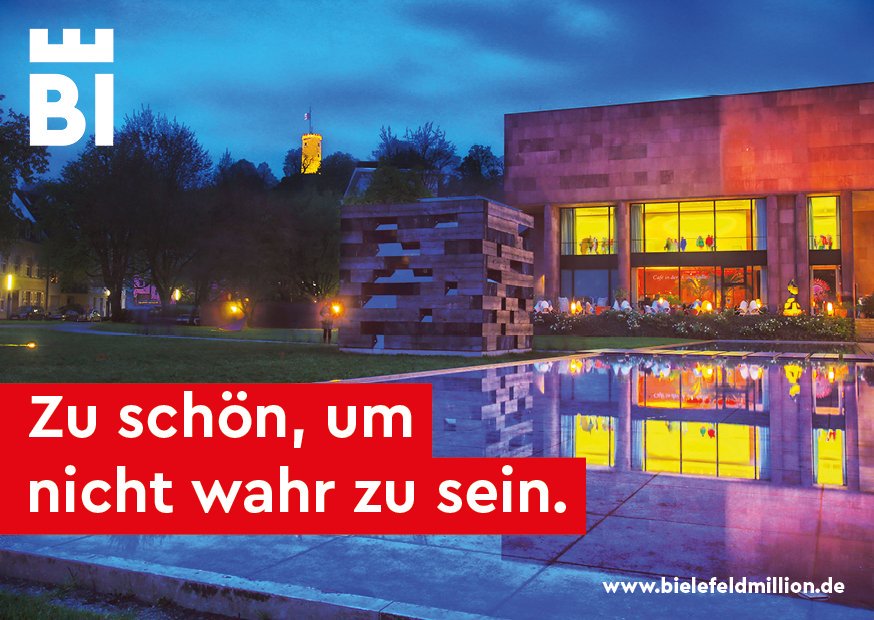 stadtbielefeld's tweet photo. Eine Million Euro für den Beweis, dass es Bielefeld nicht gibt. Alle Freunde der Bielefeld-Verschwörung haben jetzt die letzte Chance, den Beweis zu liefern! #bielefeldmillion #bielefeldverschwörung ➡️https://t.co/LlztgdxbO1 https://t.co/4AF2ky1LFR