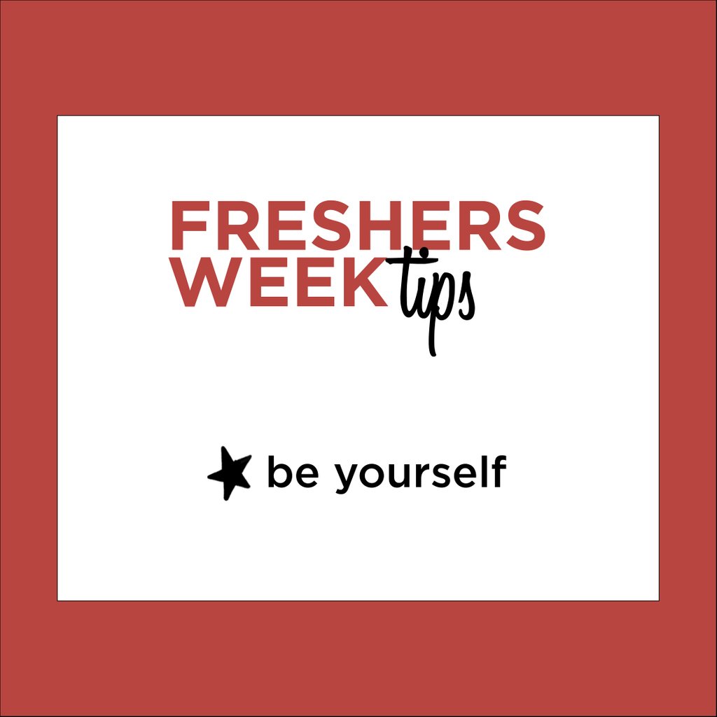 PowrUpClub's tweet photo. The countdown to freshers week is on!!⏱️
We will be giving you our top tips each week✍️
1. BE YOURSELF
There's a lot going on and you're going to meet lots of new people so don't forget to be YOU!
#iTtable #Freshers #FreshersWeek #TopTips #Student #StudentDiscount #Uni https://t.co/WuYZVacgJT