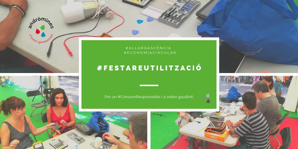 Comença #FestaReutilització 😀tenim els primers participants 🔩 els seus mòbils, estarem fins les 13:30 no t'ho perdis i despedeix #FestesGràcia2019 des del #residuZero 
Per #ConsumResponsable i a sobre gaudint!
#allargascència  #economiacircular #circulareconomy #obsolescencia