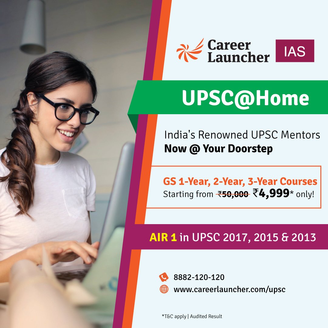 careerlauncher's tweet photo. India's renowned #IAS mentors now at your Doorstep!
Career Launcher IAS brings you GS Foundation @ Home courses
Read more @ https://t.co/rMN85cypoH
#CL4IAS https://t.co/hETGS52fVd