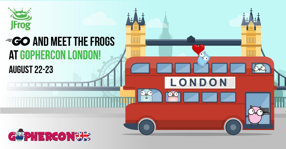 jfrog's tweet photo. Counting down ⏰ the days until @gopherconuk!
The Frogs are super excited to meet all the 🇬🇧 gophers! #isitgopherconyet https://t.co/kQ8iArW2zn
