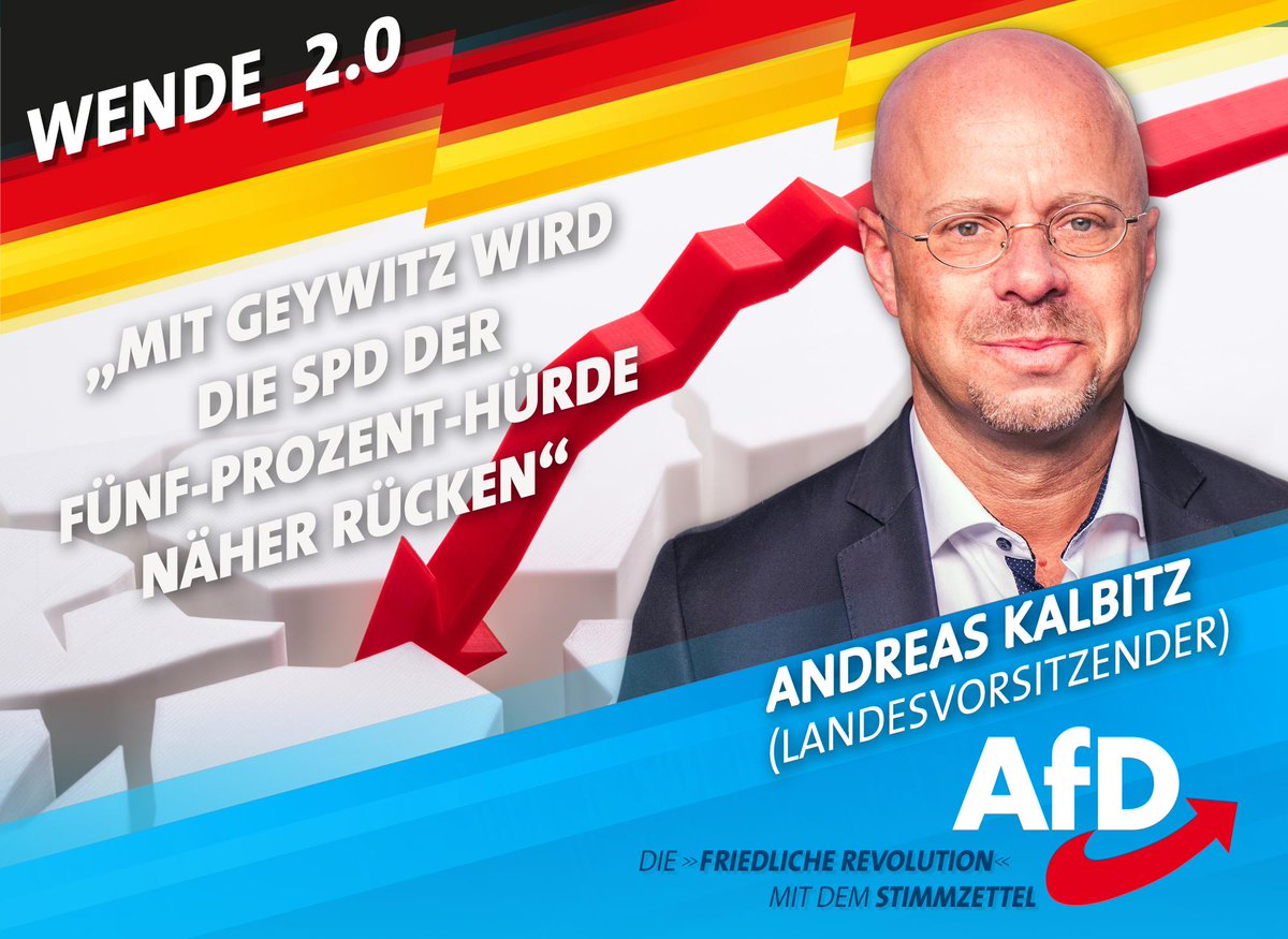 AfDBrandenburg's tweet photo. Andreas #Kalbitz #AfD zu #SPD: Mit #Geywitz kandidiert eine völlig profillose Landtagsabgeordnete, die in Brandenburg mit ihrem politischen Herzensprojekt – der zentralistischen Kreisgebietsreform – krachend gescheitert ist und daher als SPD-Generalsekretärin zurücktreten musste. https://t.co/MwViCASnsU