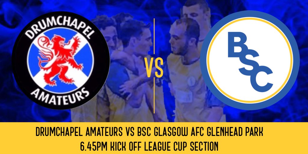 BSCAmateurs's tweet photo. Tonight’s league cup section match against @DrummyAmateurs 

6.45pm kick off
Glenhead Park

@Scottish_AFF https://t.co/4iPT0LZ12i