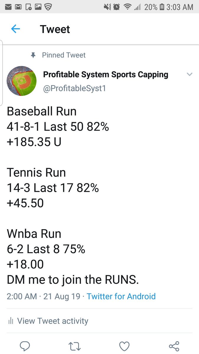 ProfitableSyst1's tweet photo. DM me to join the RUN.
#gamblingtwitter
#baseballcapper
#tenniscapper
#wnbacapper
#sportspicks https://t.co/ZpSjQHVi55
