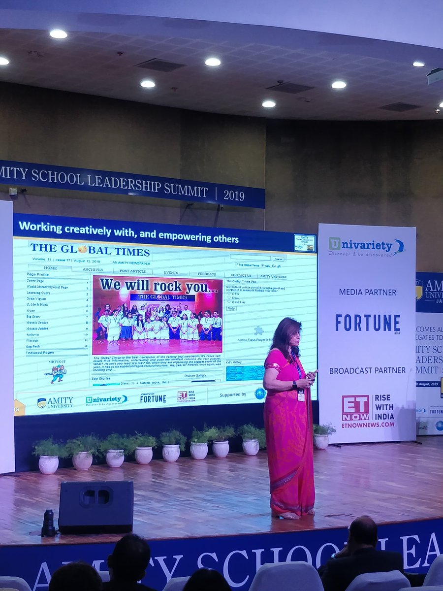 Future50Schools's tweet photo. Stalwarts in the education sector share best practices with school leaders. 

Ms. @artichopra10 shared her views on Enhancing Student Success in Education Through Effective Leadership.

#ASLS2019 #FFS2019 #IAmFuture50 #AmitySchoolLeadershipSummit #Future50LeadersShapingSuccess https://t.co/4HbWLZihrU
