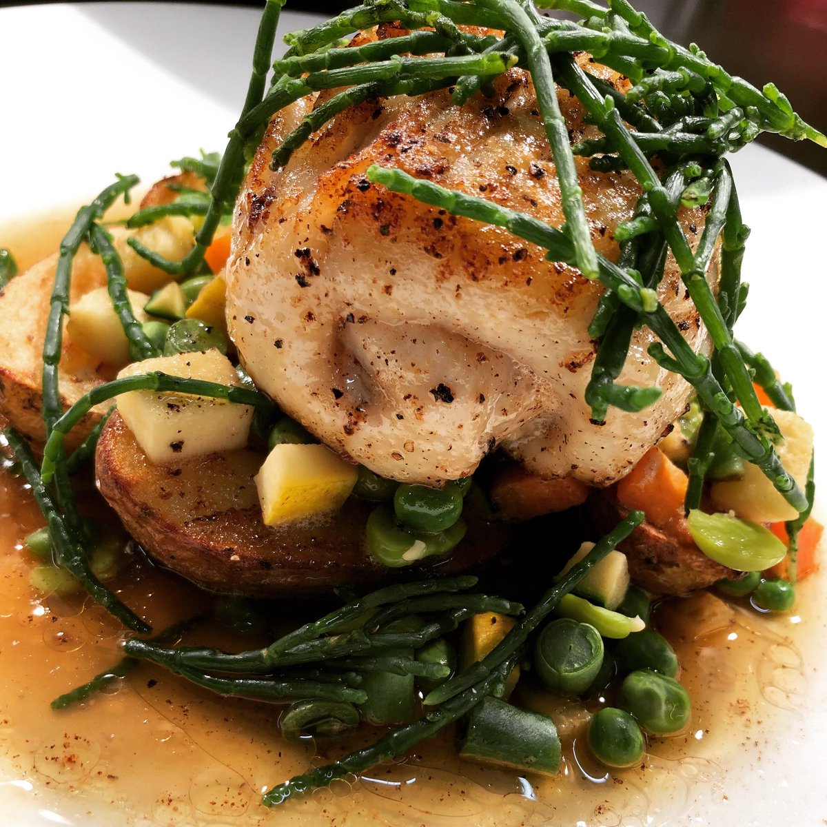 Crispy, salty, moist, meaty and super tasty! Our ray wing is an absolute belter of a dish. #forkyeah #getinmybelly #tasty #fishcourse #fish #realfood #plating #ouichef #chef #alwaysfresh #alwaysfromscratch #bristolfood #foodforfoodies #bristolindependent