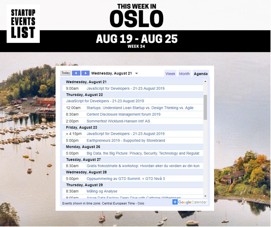 Startup Events List - Oslo tweet media