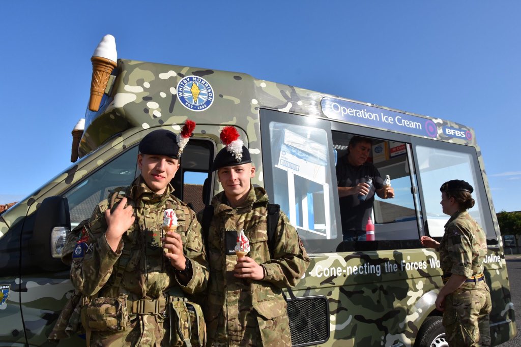 CoyCadet's tweet photo. Operation Ice Cream, Adults  and cadets enjoyed our free ice cream from the BFBS ice cream van https://t.co/Bpl9Z5RIAV