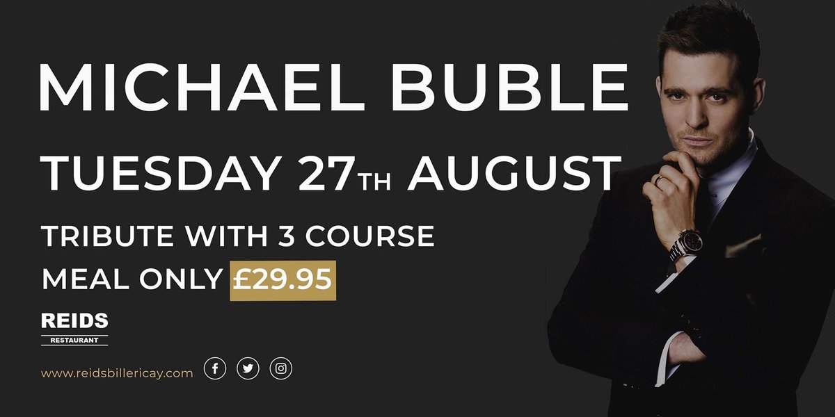 ‘It’s a Beautiful day’ to join us at REIDS for this wonderful Tribute, it’ll have you ‘Feeling Good’ we promise!

Tribute Show &amp; 3 Course Meal ONLY £29.95pp

To book 01277 632378 

Emma Scott
