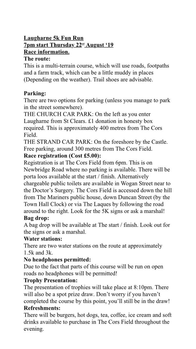 5kRun's tweet photo. Race information for tomorrow night... https://t.co/3D71jcNNQz