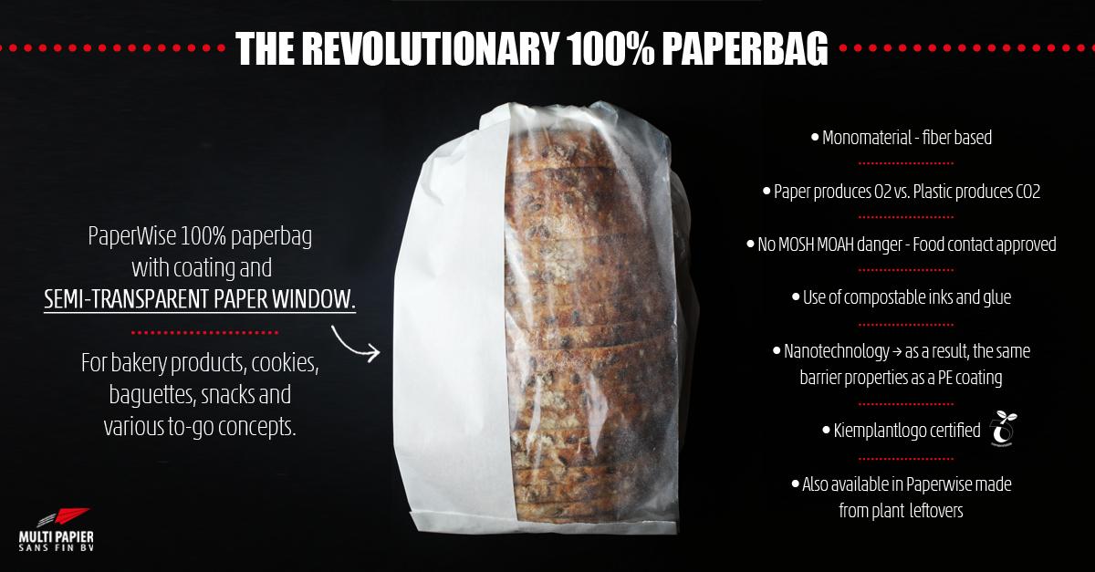Sustainability for bakers has never been easier! This beautiful breadbag with optional seen-through film shows your bread in the most sustainable way possible. Compostable, recyclable and 47% better for the environment. Which baker needs to know about this?🍞