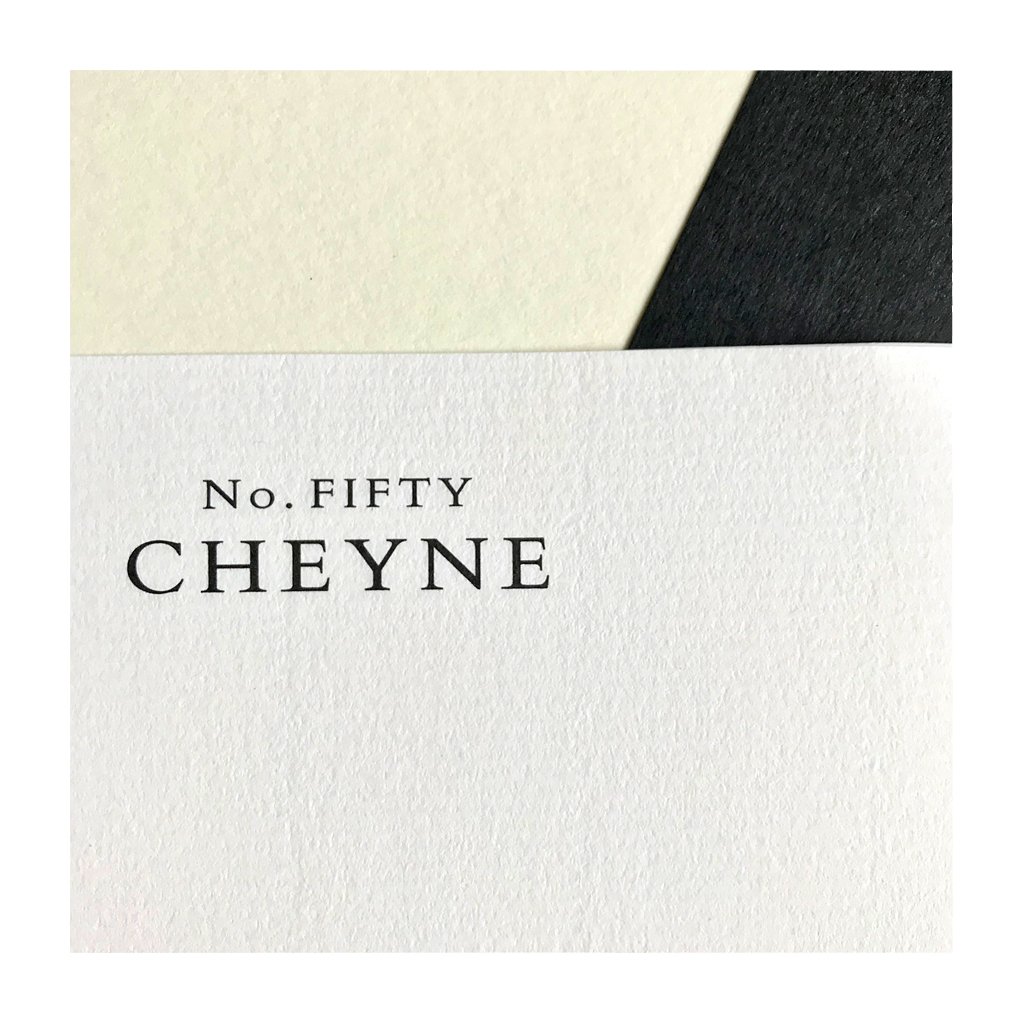 Choosing your paper stock can be the difference between a standard and luxury piece of print. One colour print letterheads produced for <a href="/50Cheyne/">No. Fifty Cheyne</a> using Conqueror High White Laid Embossing supplied by <a href="/GFSmithpapers/">GF Smith</a> •