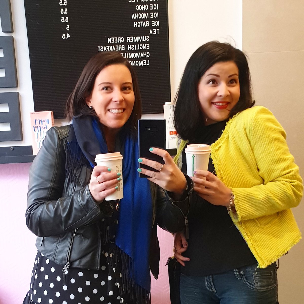 Meganaam's tweet photo. Bright colours, copious amounts of coffee (or wanky almond milk chai in my case) and lots of giggles.. That's how we like to work! #GetRelevant #womeminbusiness #butfirstcoffee https://t.co/pD3pFZXUWn