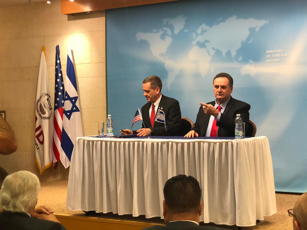Yuval_Rotem's tweet photo. FM @Israel_Katz signed the @MASHAVisrael &amp; @USAID MOU, enhancing 🇮🇱🇺🇸collaboration in developing countries, allowing Israel to contribute in areas where it has a relative advantage, such as #agriculture &amp; humanitarian assistance. This is a big step in solidifying our partnership. https://t.co/s17Fofsc3R