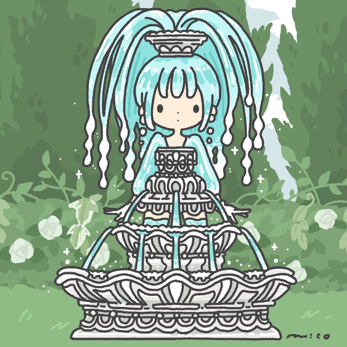 「Fountain ⛲️

#噴水の日 」|paricoのイラスト
