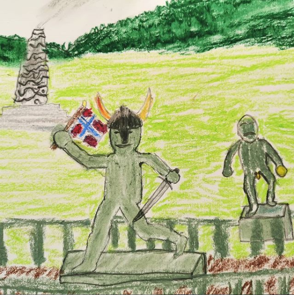 vigeland150's tweet photo. #InspiredbyVigeland A #Viking in the #VigelandPark, #Oslo, #Norway. By Raphaël C., 12, La Motte d'Aveillans, France #Vigeland150 #Vikings #childrensart #barnekunst @lanorvege @norvegeenfrance @LeDL_Grenoble https://t.co/qK8oKW3YlF